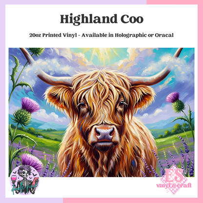Highland Coo - 20oz Printed Tumbler Self Adhesive Vinyl image 0