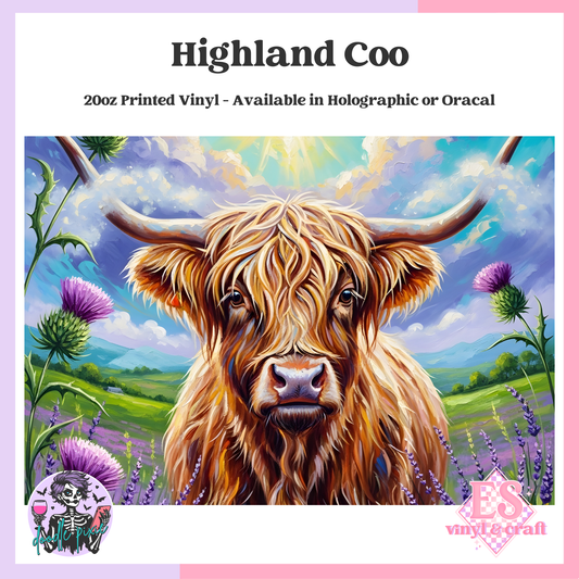 Highland Coo - 20oz Printed Tumbler Self Adhesive Vinyl image 0