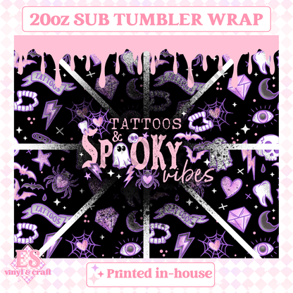 Tattoos and Spooky Vibes - Full 20oz Tumbler Sublimation Print image 1