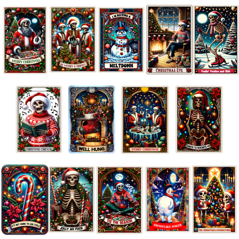 Christmas Tarot Card Decals - Glossy White Self Adhesive Vinyl image 0