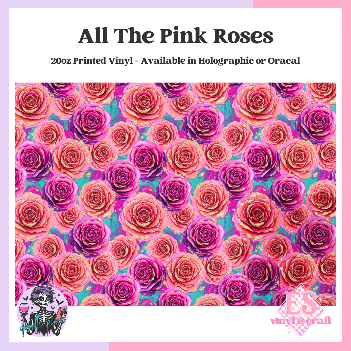 All The Pink Roses - 20oz Printed Tumbler Self Adhesive Vinyl image 0