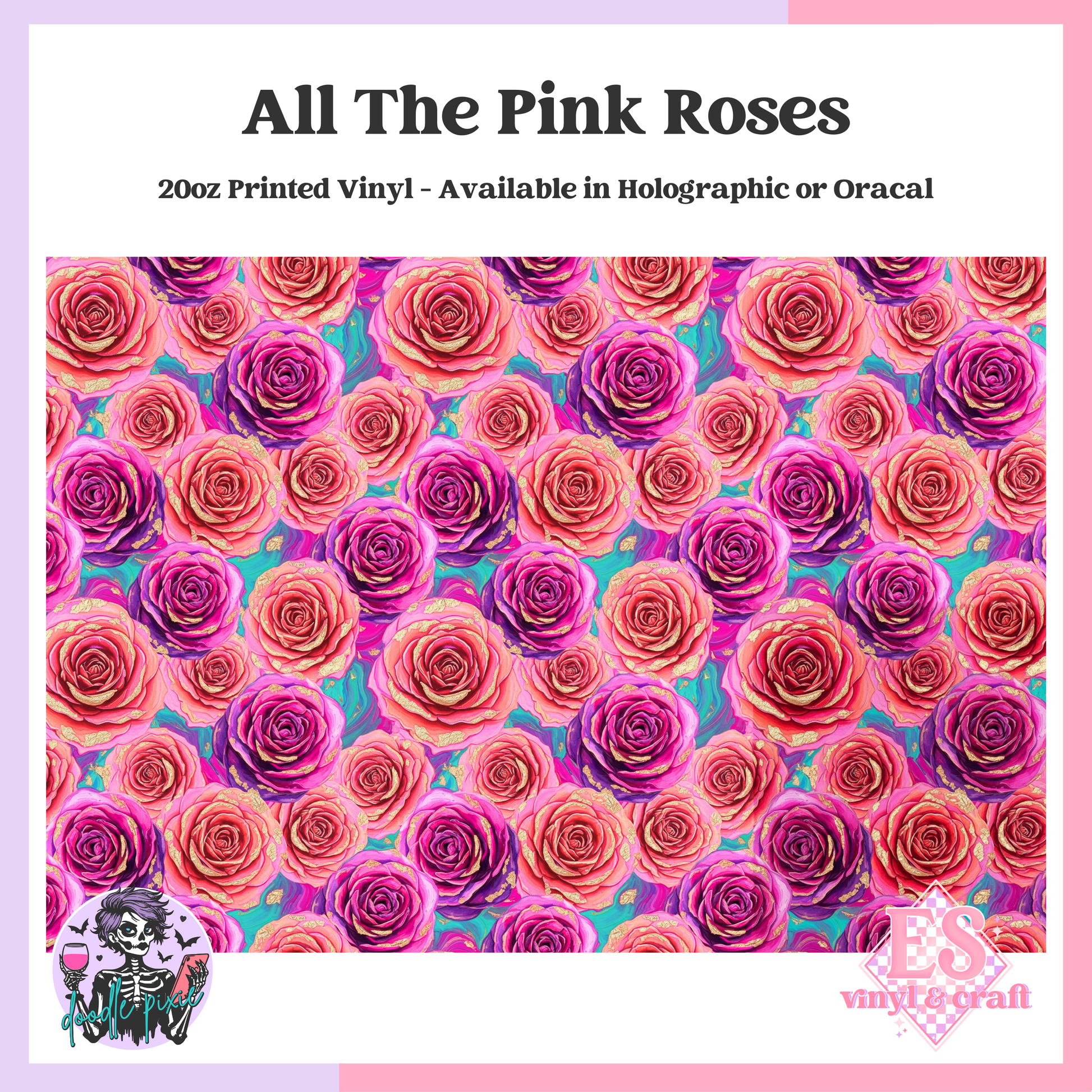All The Pink Roses - 20oz Printed Tumbler Self Adhesive Vinyl image 0