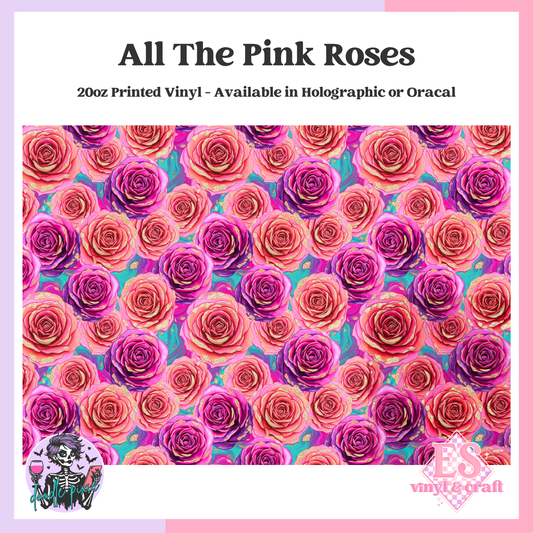 All The Pink Roses - 20oz Printed Tumbler Self Adhesive Vinyl image 0