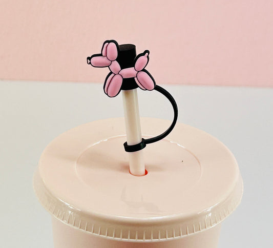 Pink Balloon Dog - Straw Topper image 0