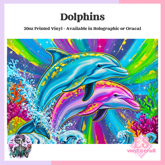 Dolphins - 20oz Printed Tumbler Self Adhesive Vinyl image 0