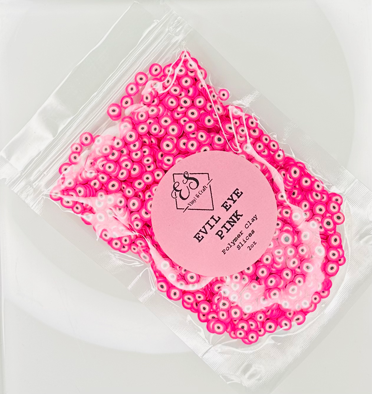 Evil Eye Pink - Polymer Clay Slices image 0