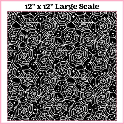White on Black Webs - 12"x12" Printed Self Adhesive Vinyl