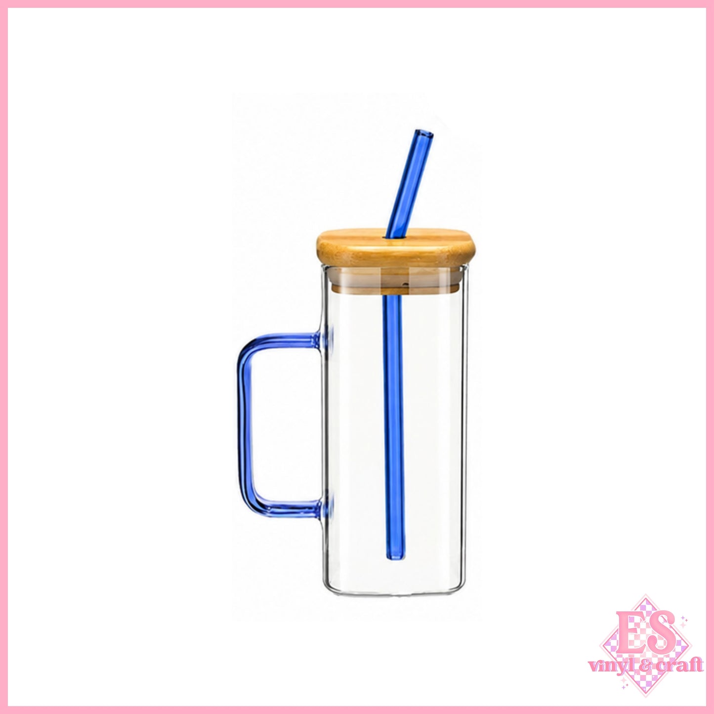 Square Glass Mug with Bamboo Lid 13.5oz