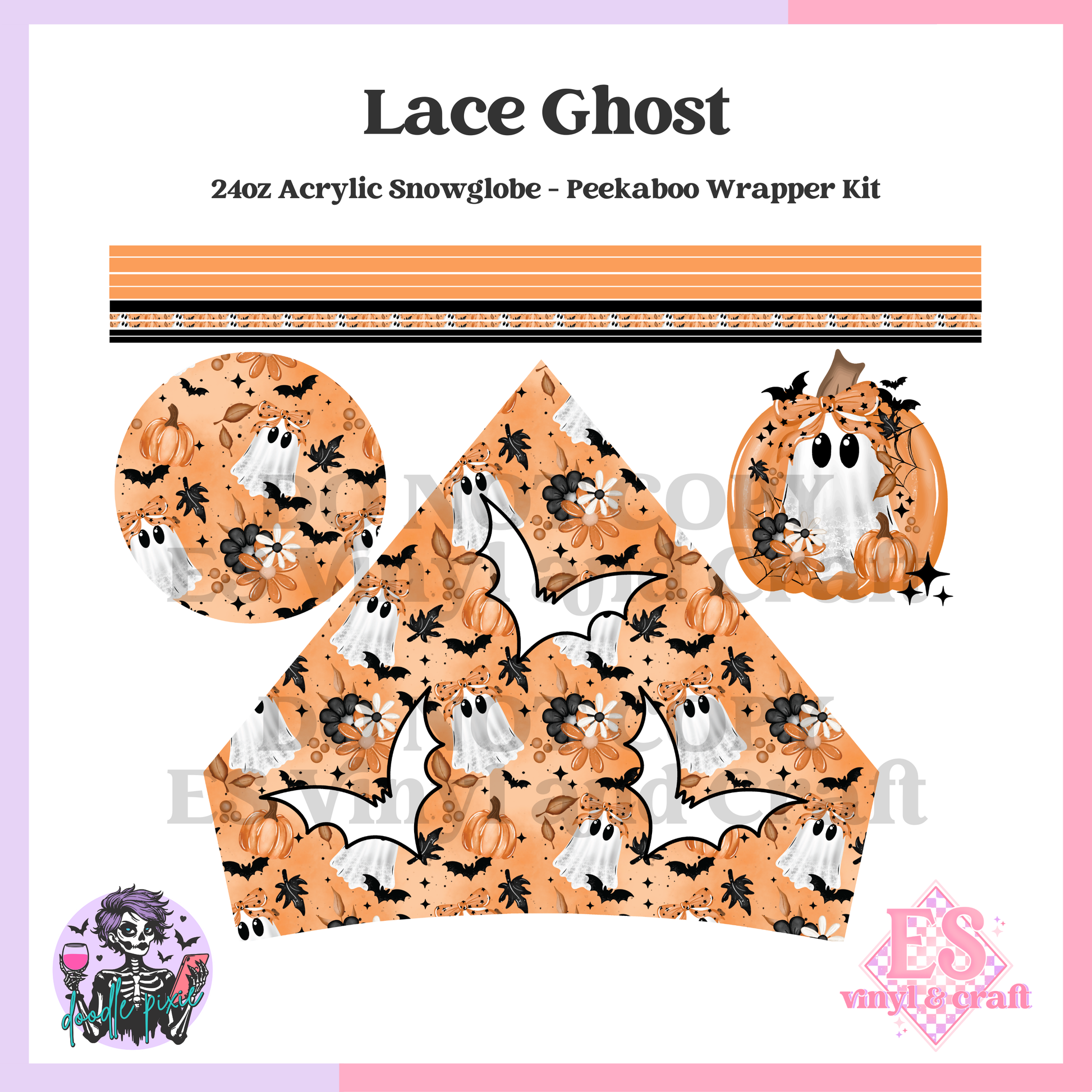 Lace Ghost - 24oz Snowglobe Wrapper Kit image 1
