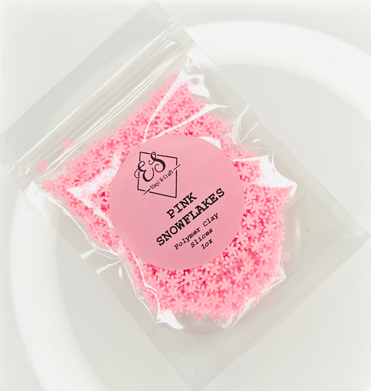 Pink Snowflakes - Polymer Clay Slices image 0