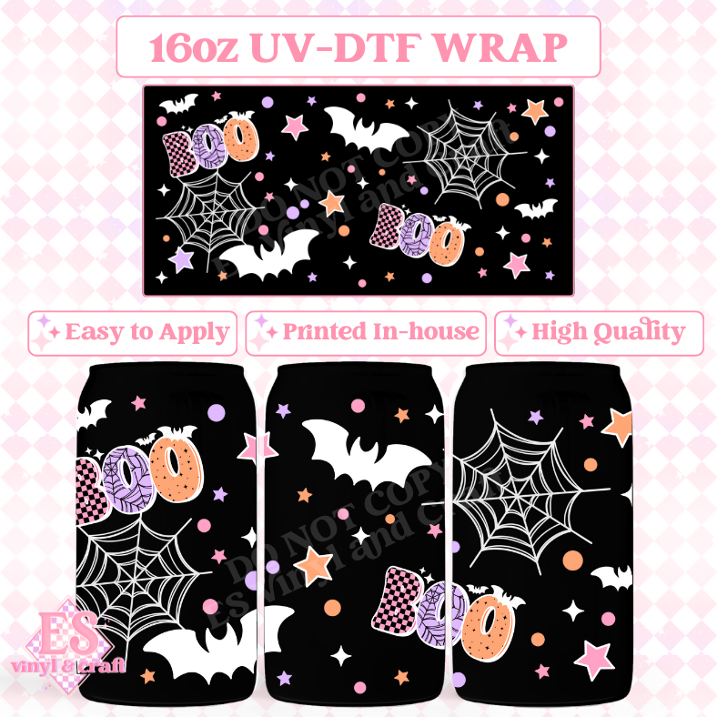 Boo (White Web) - 16oz Beer Can / Libbey UV-DTF image 0