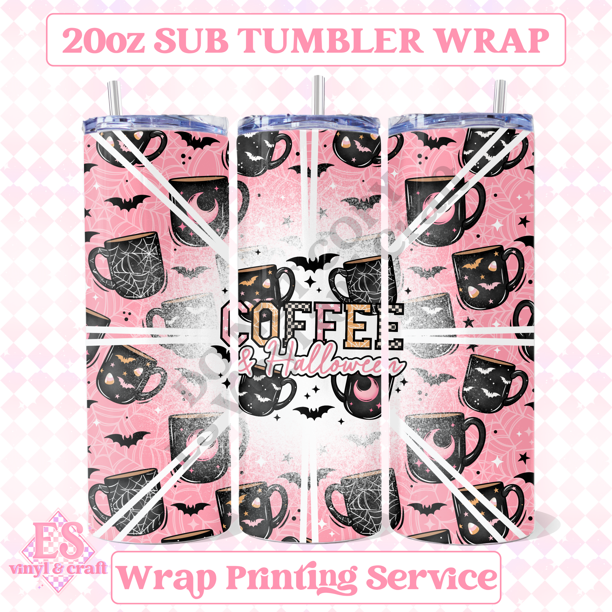 Coffee and Halloween - Full 20oz Tumbler Sublimation Print image 0