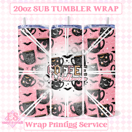 Coffee and Halloween - Full 20oz Tumbler Sublimation Print image 0