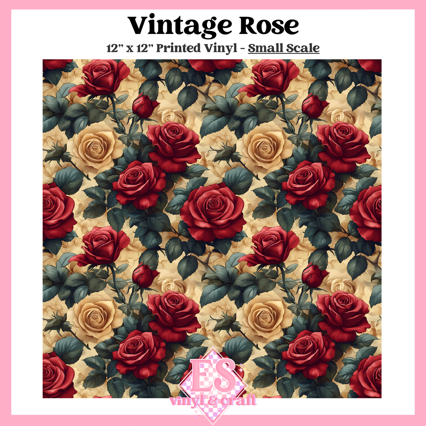 Vintage Rose - Small or Large Scale Options - 12" x 12" Sheet image 1