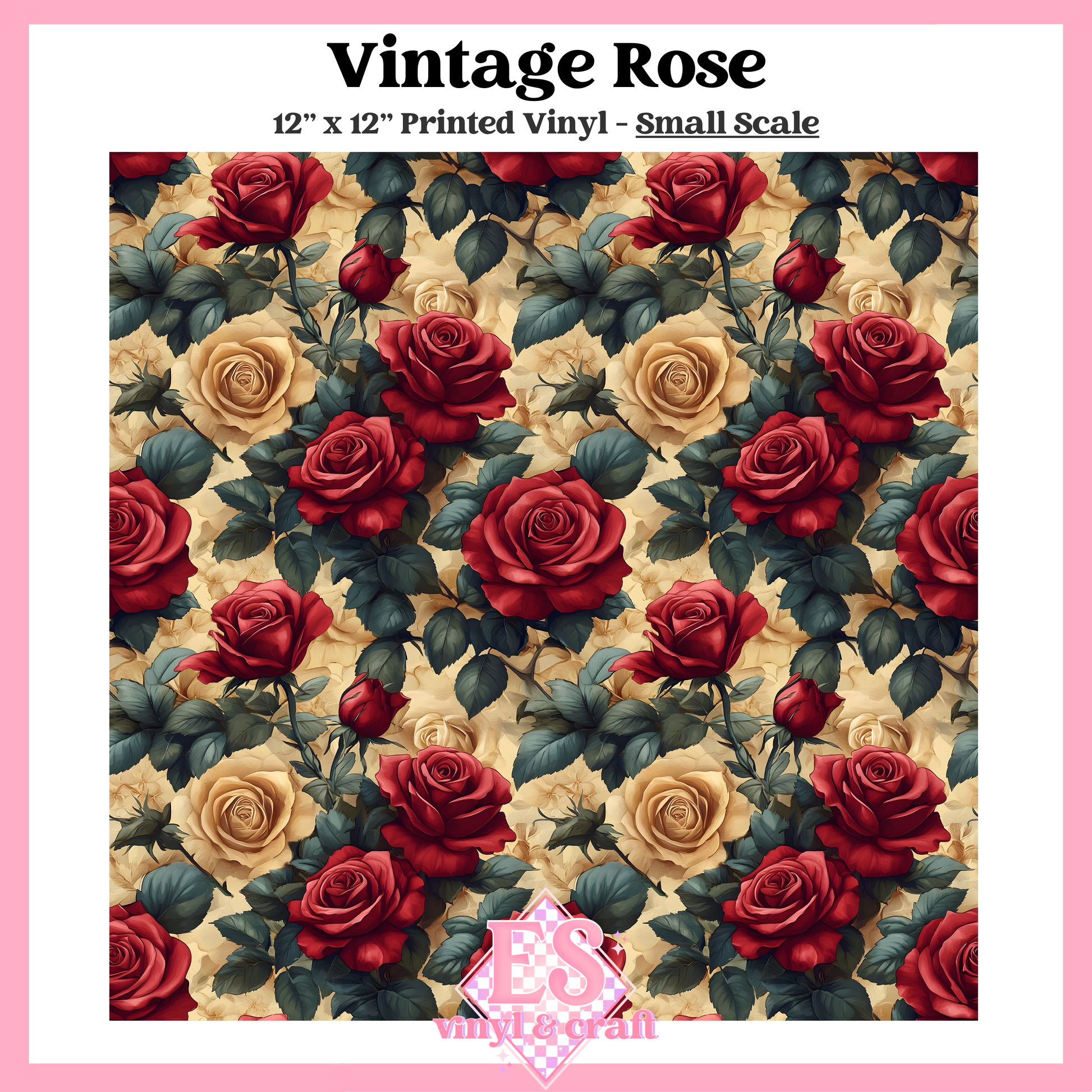 Vintage Rose - Small or Large Scale Options - 12" x 12" Sheet image 1