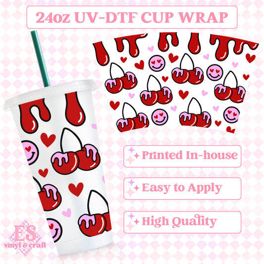 Drippy Cherries - UVDTF 24oz Cold Cup Wrap image 0