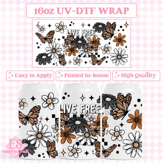 Live Free - 16oz Beer Can / Libbey UV-DTF Transfer image 0