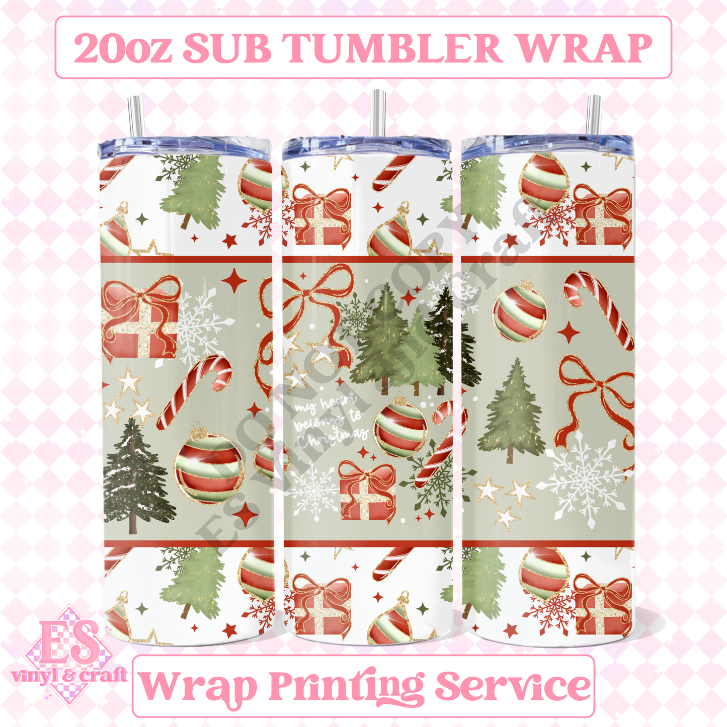 My Heart Belongs to Christmas - Full 20oz Tumbler Sublimation Print image 0