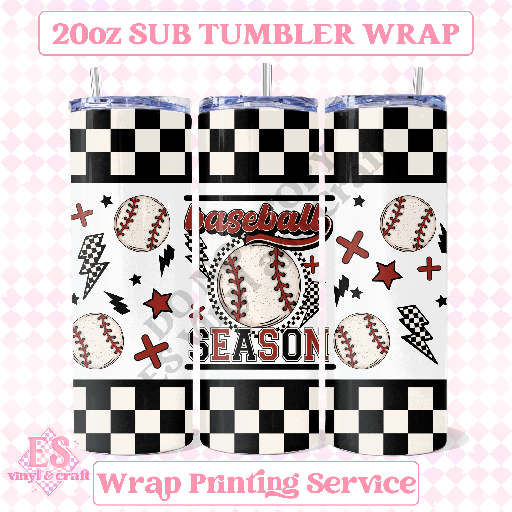 Baseball Season - Full 20oz Tumbler Sublimation Print image 0