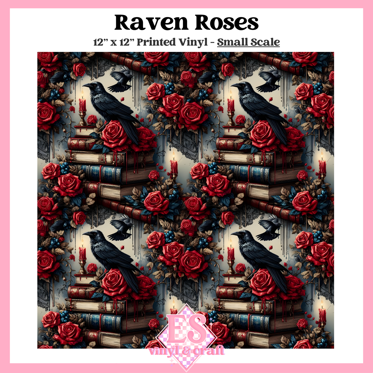 Raven Roses - Small or Large Scale Options - 12" x 12" Sheet image 1