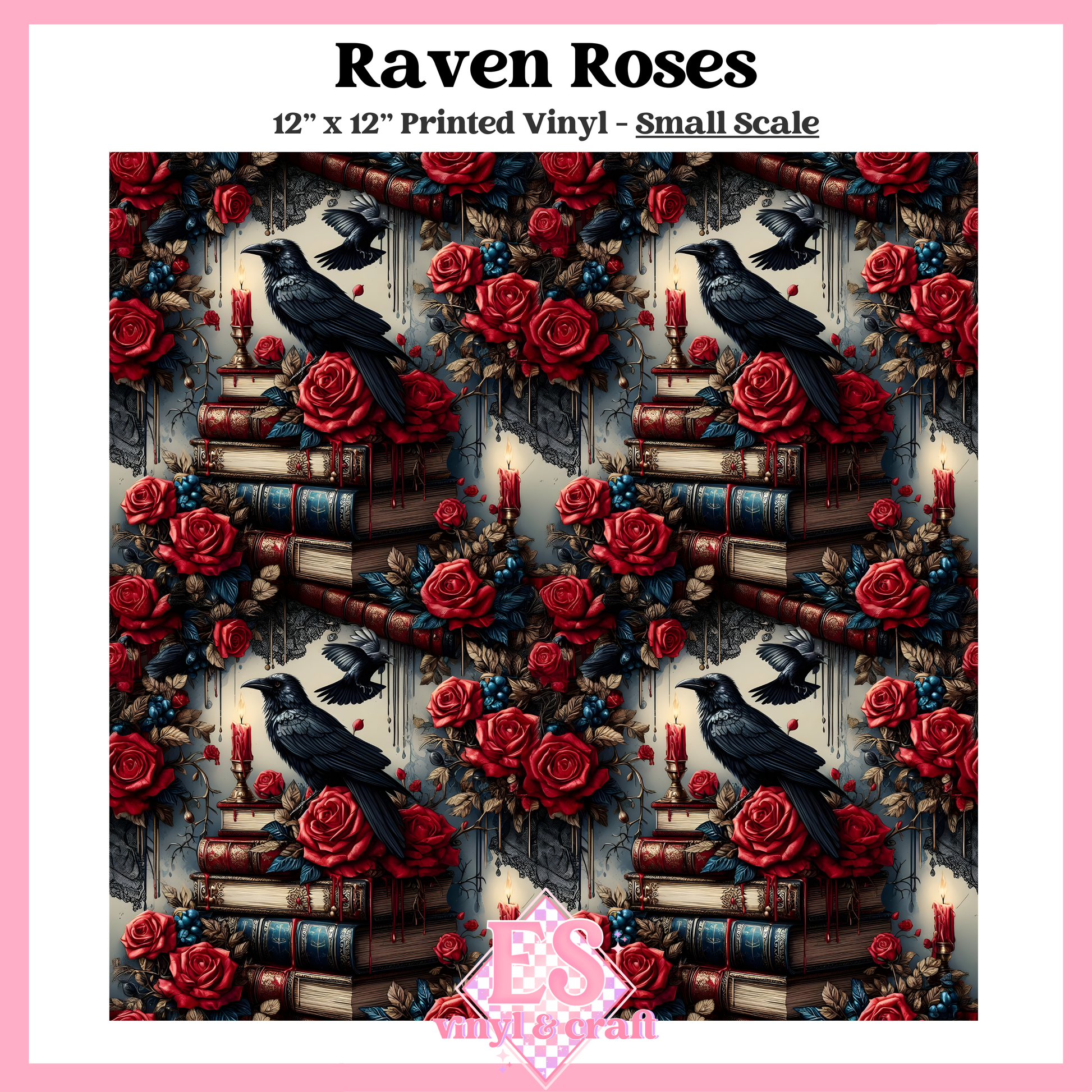 Raven Roses - Small or Large Scale Options - 12" x 12" Sheet image 1