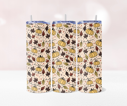 Autumn Vibes Seamless - Full 20oz Tumbler Sublimation Ready To Print image 0