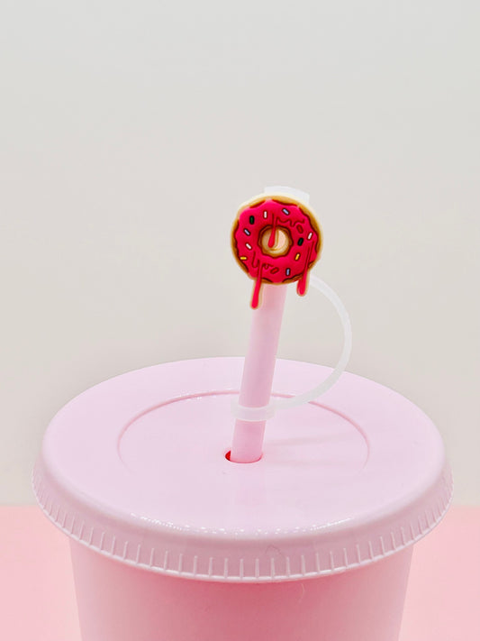 Straw Topper - Pink Drip Doughnut image 0