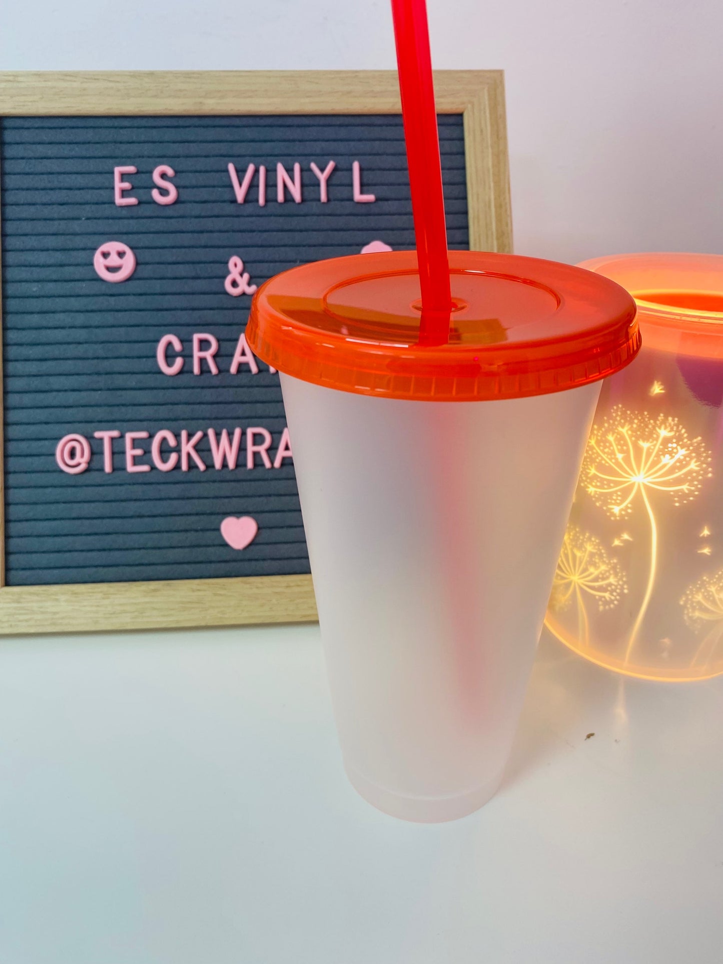 Coloured Clear Lid Frosted Solid Cold Cup 24oz image 5
