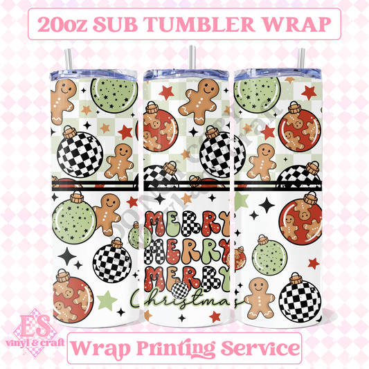 Red Merry Merry - Full 20oz Tumbler Sublimation Print image 0