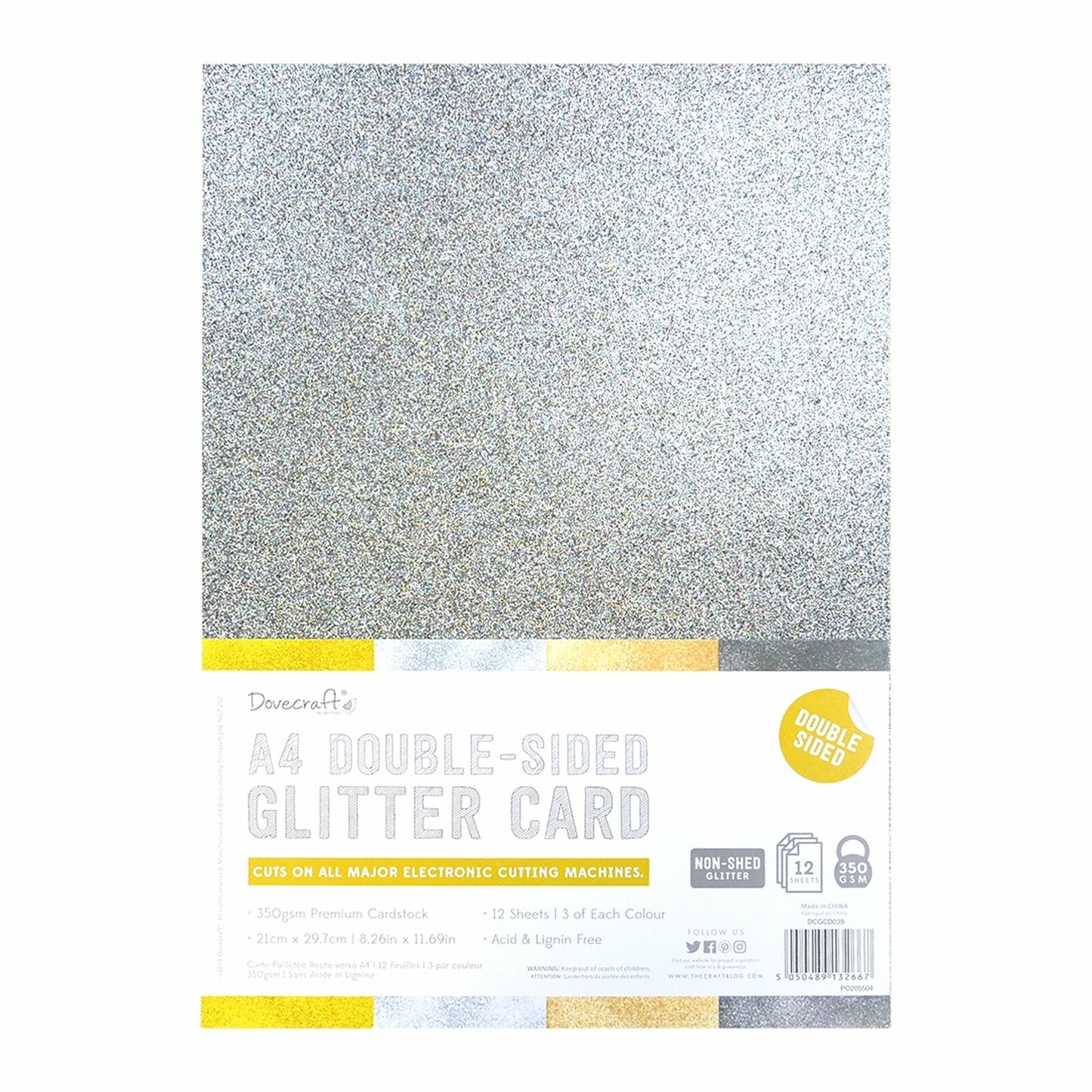 Dovecraft Double Sided Glitter Bumper Pack - Metallics 12 Sheets image 0