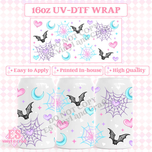 Bat Web - 16oz Beer Can / Libbey UV-DTF Transfer image 0
