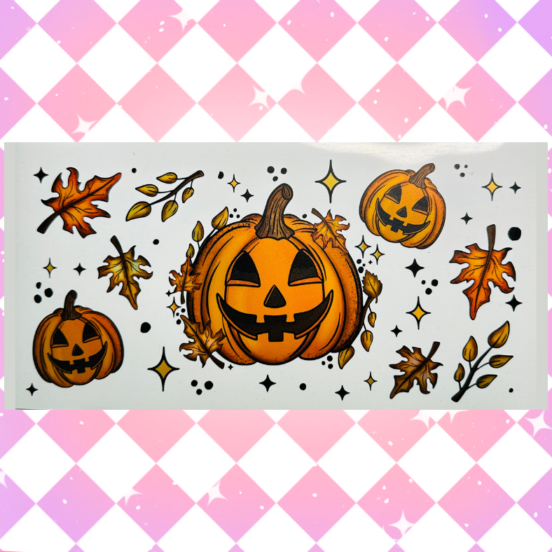 Autumn Pumpkins - 16oz Beer / Libbey Can Wrap Holographic Vinyl image 1