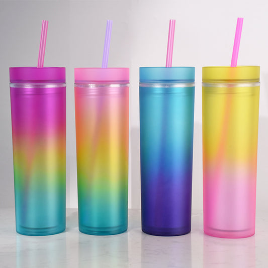 Rainbow Skinny Tumblers Double Wall 16oz image 0