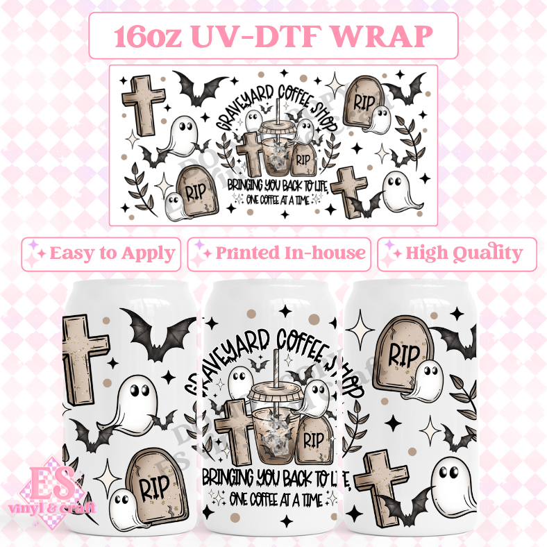 Graveyard Coffee - 16oz Beer Can / Libbey UV-DTF image 0