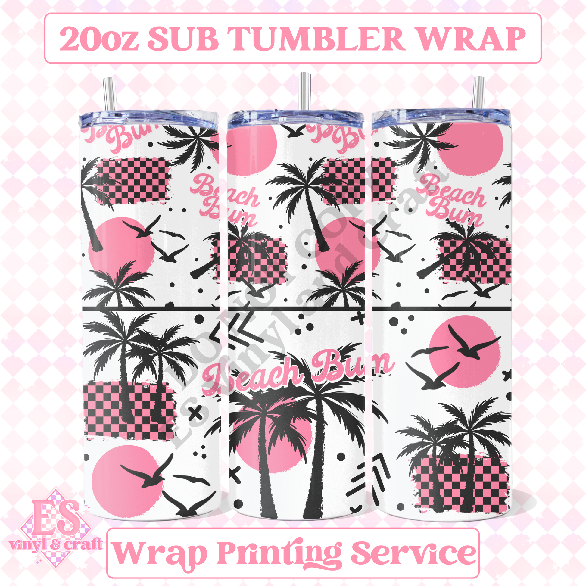 Beach Bum Pink - Full 20oz Tumbler Sublimation Print image 0