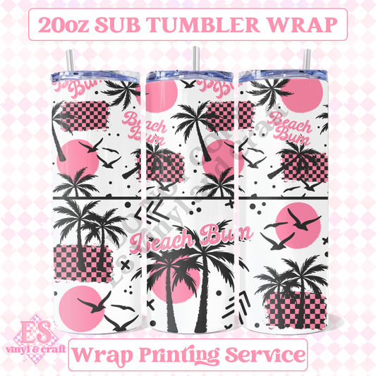 Beach Bum Pink - Full 20oz Tumbler Sublimation Print image 0