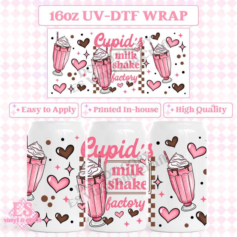 Cupid's Milk Shake Factory - 16oz Beer Can / Libbey UV-DTF Transfer image 0