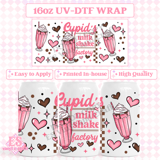 Cupid's Milk Shake Factory - 16oz Beer Can / Libbey UV-DTF Transfer image 0