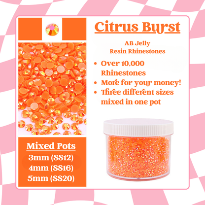 Rhinestone Mixed Pots - AB Jelly Rhinestones (3mm, 4mm, 5mm) 100g image 4