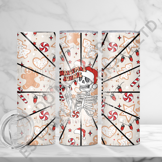 Christmas Junkie Skelly - Full 20oz Tumbler Sublimation Ready To Print image 0