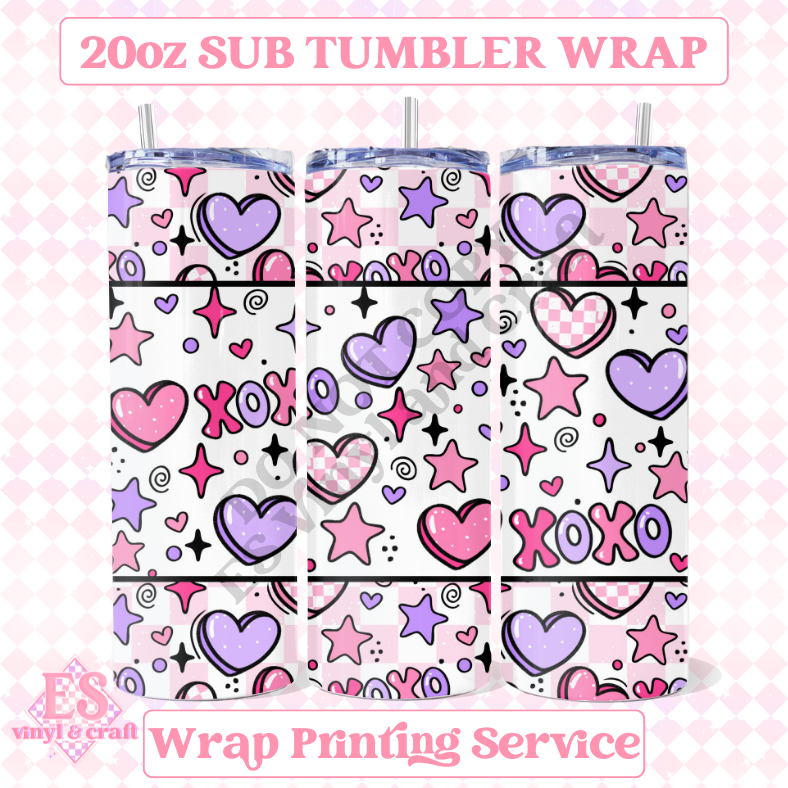 XOXO Hearts - Full 20oz Tumbler Sublimation Ready Print image 0