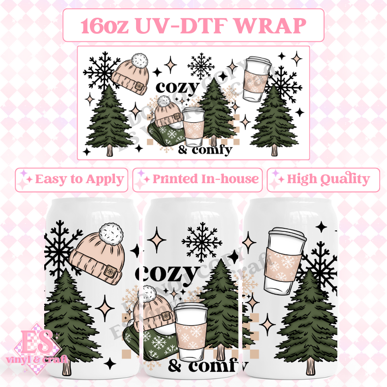 Cozy and Comfy - 16oz Beer Can / Libbey UV-DTF Transfer image 0