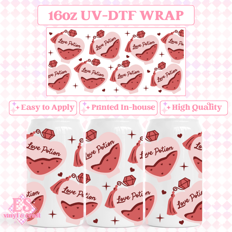 Love Potion - 16oz Beer Can / Libbey UV-DTF Transfer image 0