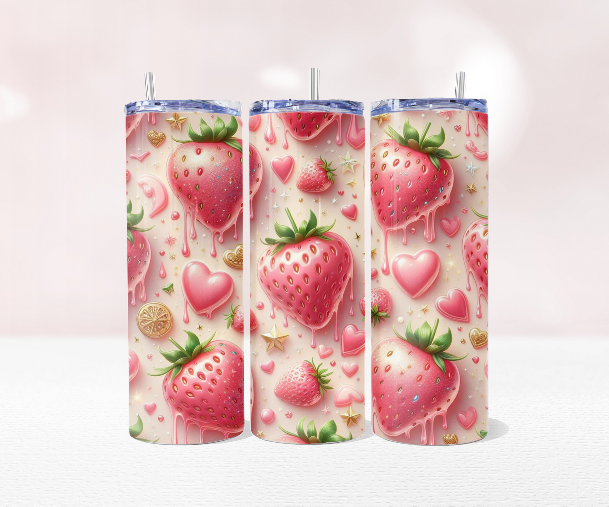Strawberries - Full 20oz Tumbler Sublimation Ready To Print image 4