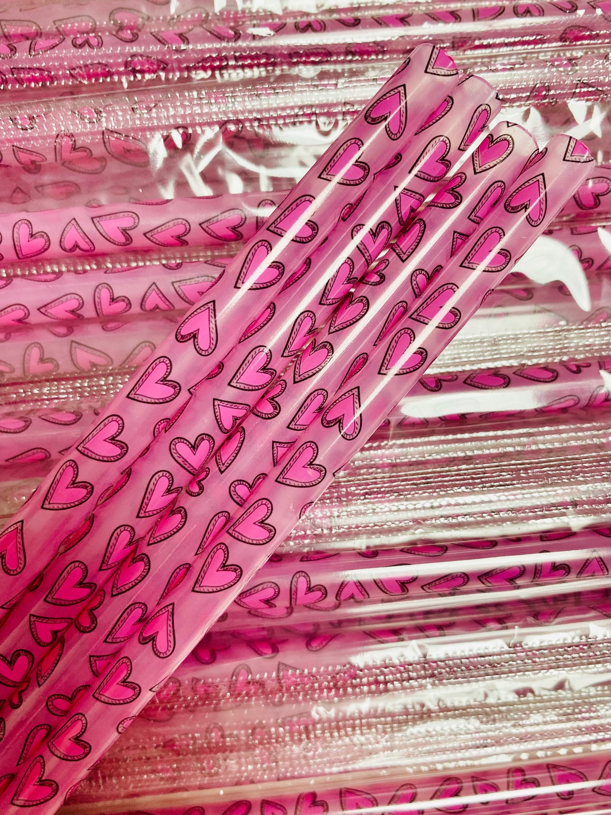 Hot Pink Heart Shaped Clear Pink Straw image 0