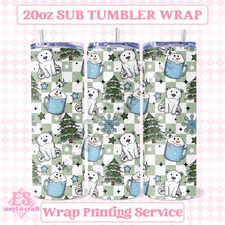 Winter Seamless - Full 20oz Tumbler Sublimation Ready Print image 0