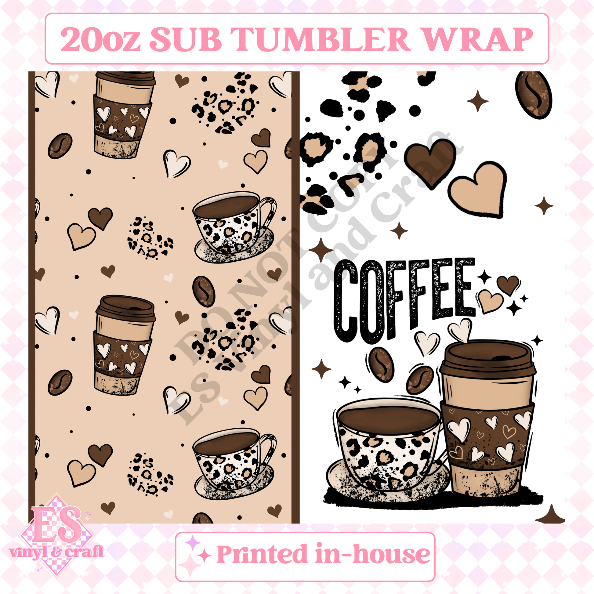 Coffee - Full 20oz Tumbler Sublimation Print image 1