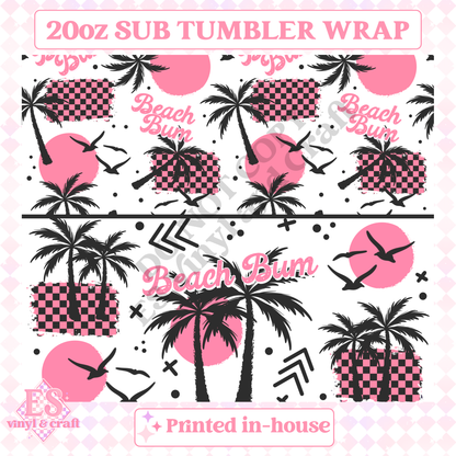 Beach Bum Pink - Full 20oz Tumbler Sublimation Print image 1