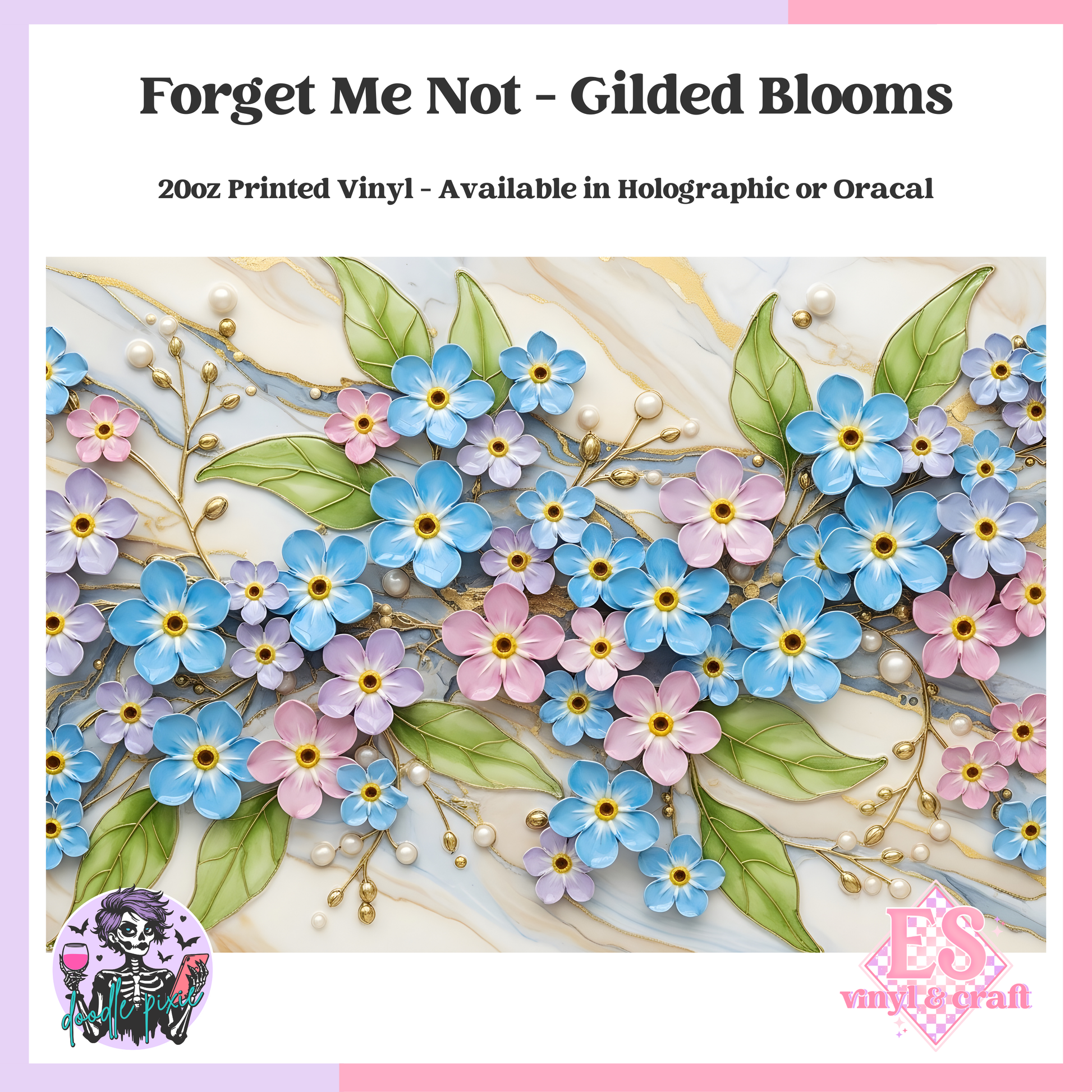 Forget Me Not - 20oz Printed Tumbler Self Adhesive Vinyl image 0