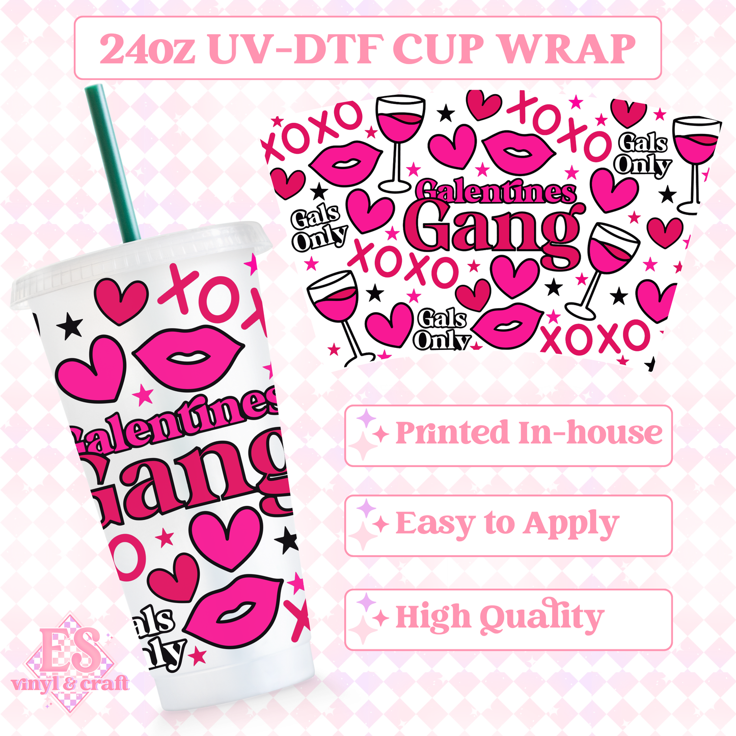 Galentine's Gang - UVDTF 24oz Cold Cup Wrap image 0